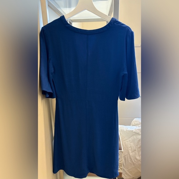Mango Royal Blue Flared V-neck Short flutter sleeve Knee-length Dress size Small - Picture 3 of 8
